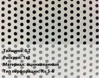 Лист перфорированный 0.7 1х2 оцинкованный Rv 5-6